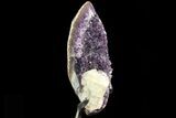 Amethyst Geode With Calcite & Polished Face - Metal Stand #83734-3